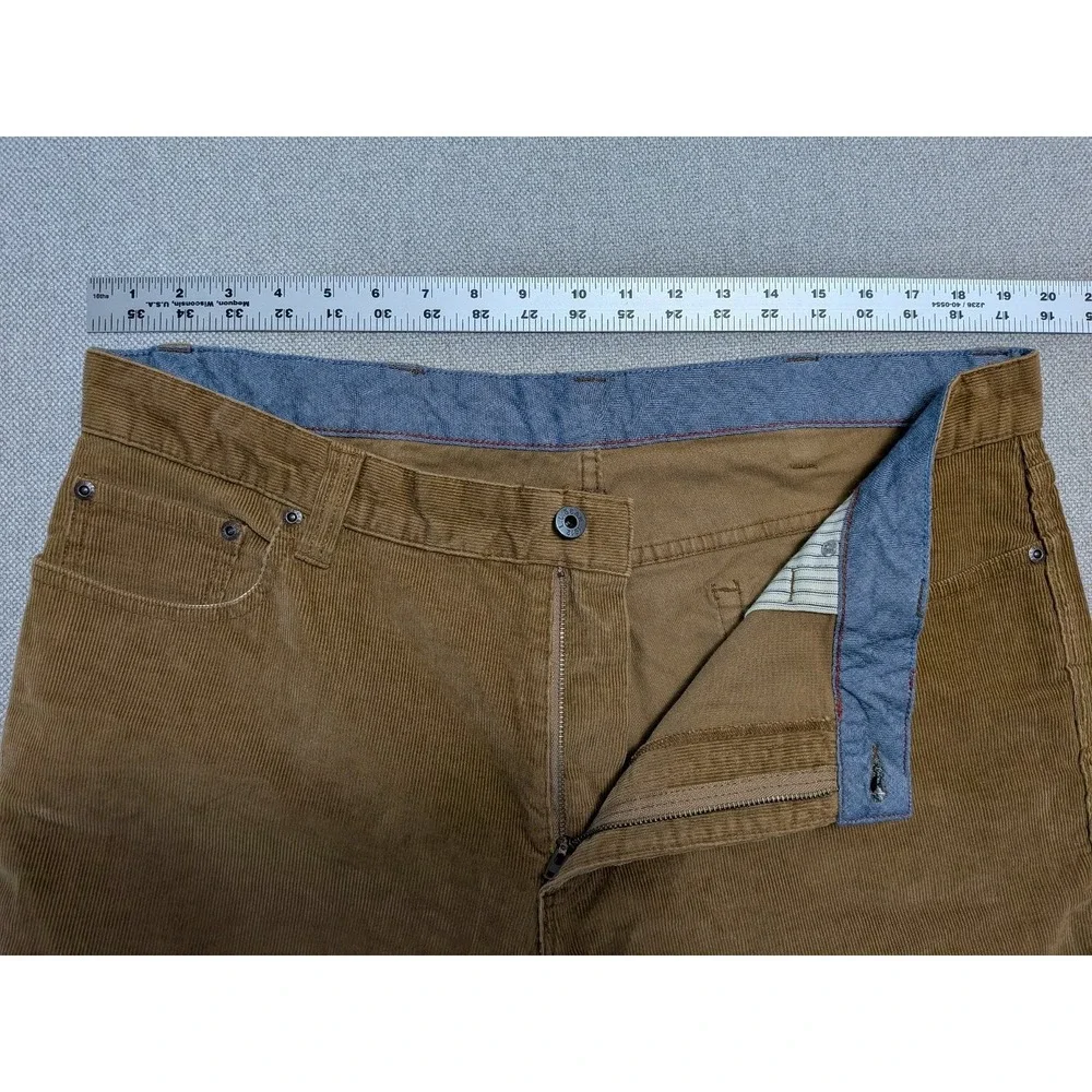L.L.Bean Men's Brown Corduroy Pants 38x34 Standard Fit Stretch Cotton Academia